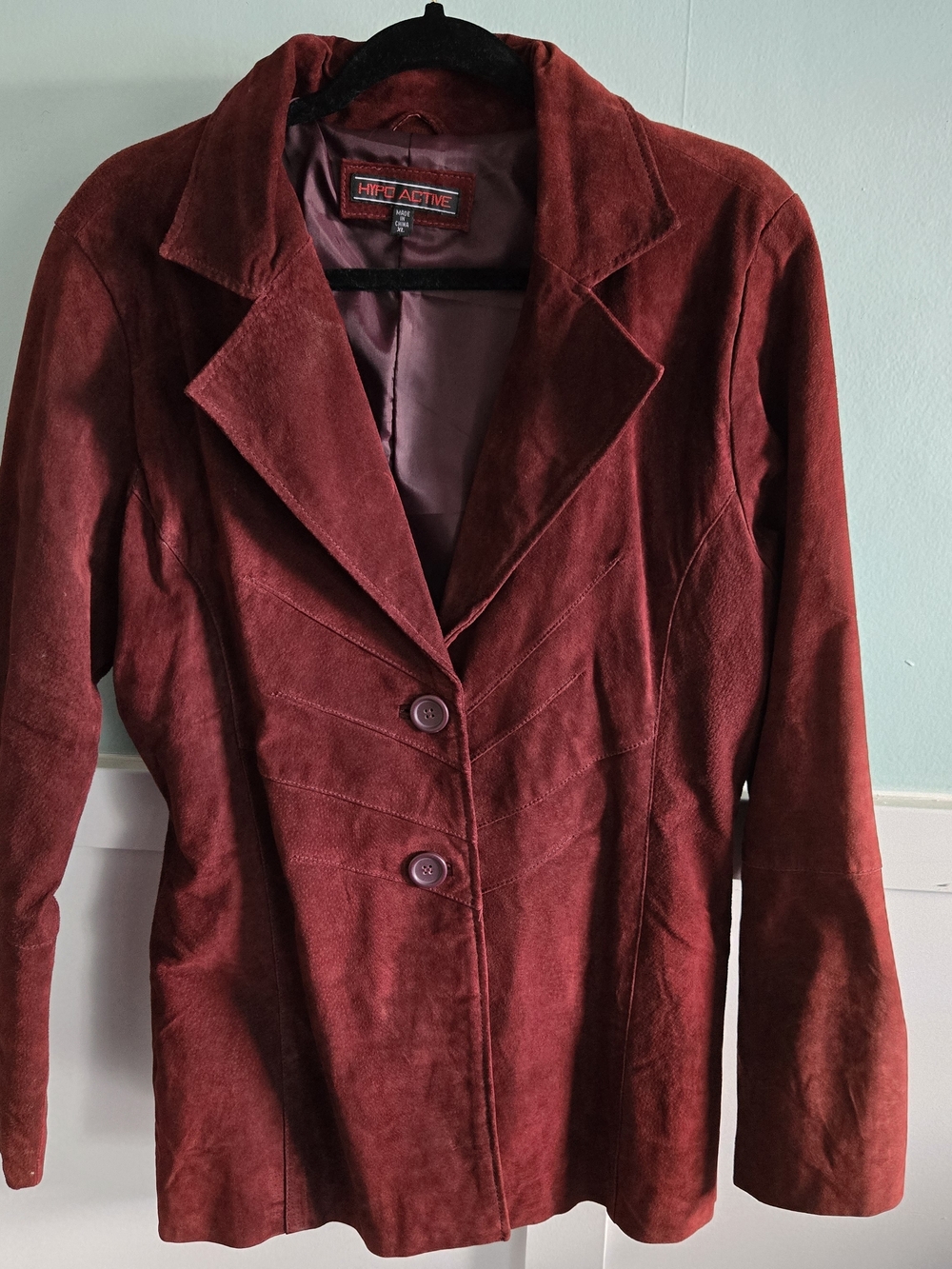 Vintage Hypo Active Women's XL Suede/ Leather Tailored Waist Red Pleated Jacket